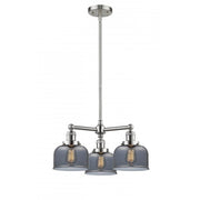 Bell - 3 Light - 22 inch - Brushed Satin Nickel - Stem Hung - Chandelier