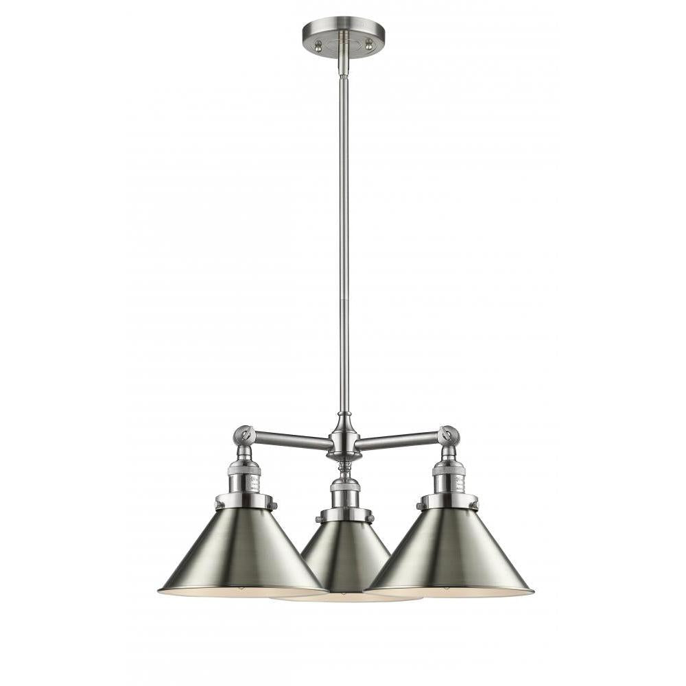 Briarcliff - 3 Light - 24 inch - Brushed Satin Nickel - Stem Hung - Chandelier