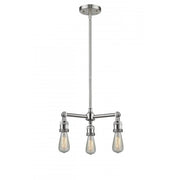 Bare Bulb - 3 Light - 15 inch - Brushed Satin Nickel - Stem Hung - Chandelier