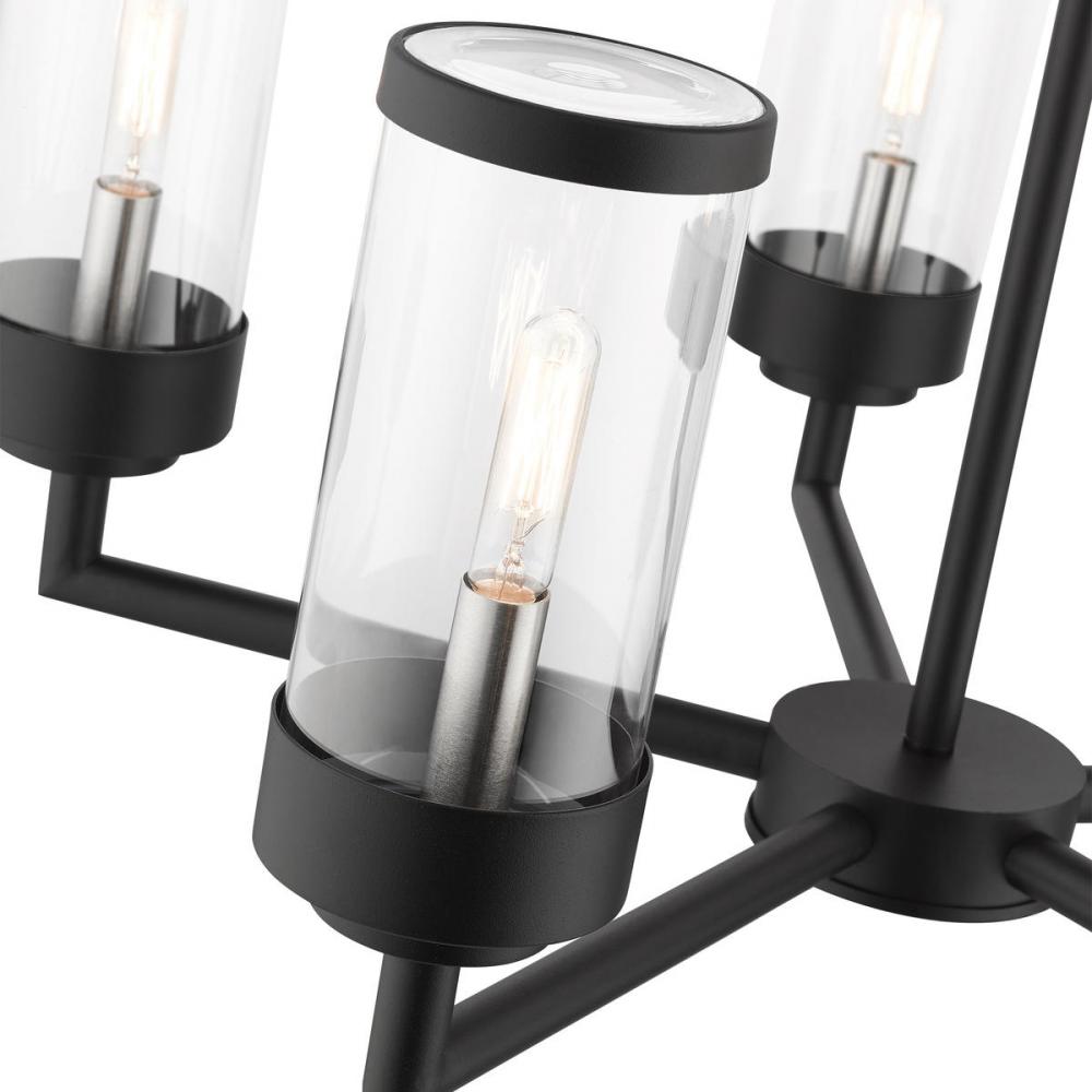 Livex Lighting HILLCREST 20725-14 Chandelier Contemporary - Textured Black With Brushed Nickel Candles