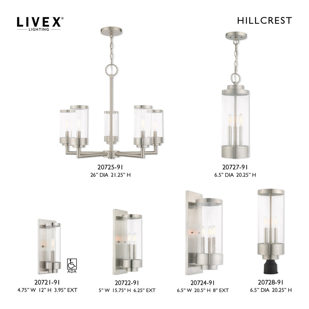 Livex Lighting HILLCREST 20727-91 Pendant Industrial - Brushed Nickel