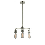 Bare Bulb - 3 Light - 15 inch - Polished Nickel - Stem Hung - Chandelier
