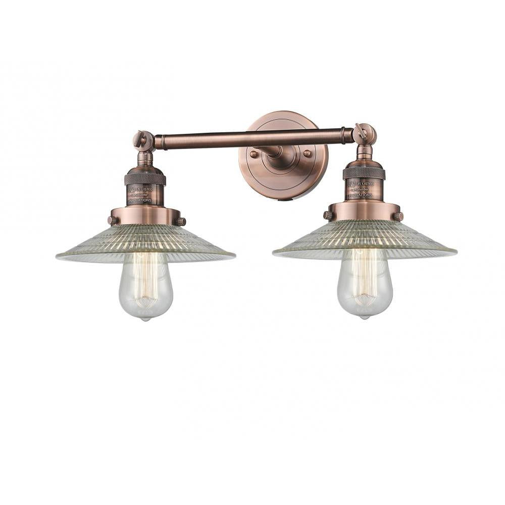 Halophane - 2 Light - 18 inch - Antique Copper - Adjustable Bath Vanity Light