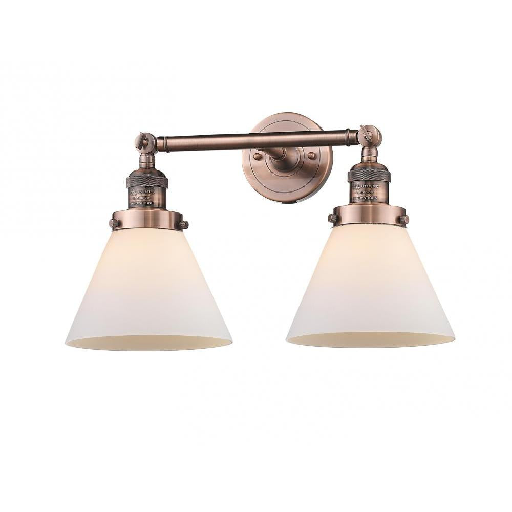 Cone - 2 Light - 18 inch - Antique Copper - Adjustable Bath Vanity Light