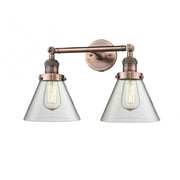 Cone - 2 Light - 18 inch - Antique Copper - Adjustable Bath Vanity Light
