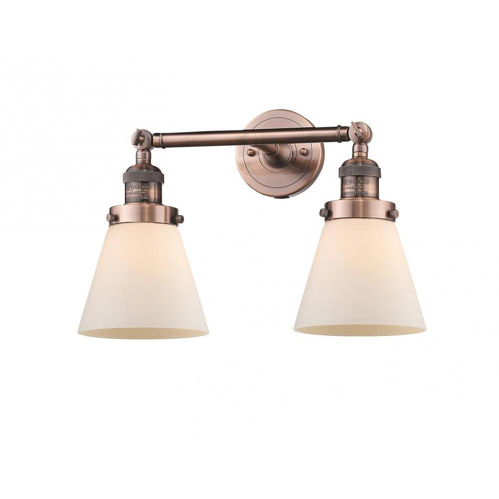 Cone - 2 Light - 16 inch - Antique Copper - Adjustable Bath Vanity Light