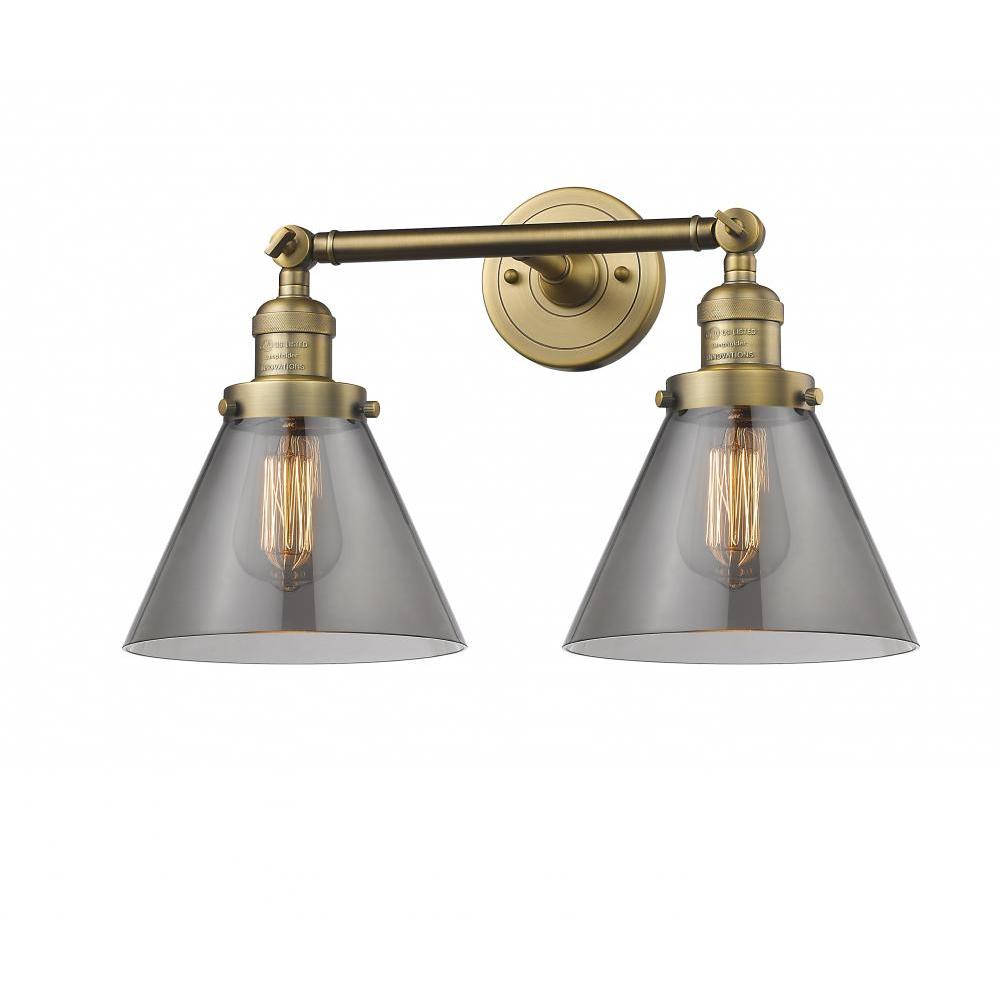Cone - 2 Light - 18 inch - Brushed Brass - Adjustable Bath Vanity Light