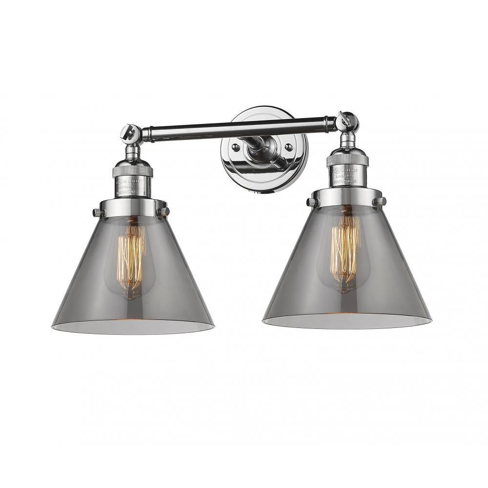 Cone - 2 Light - 18 inch - Polished Chrome - Adjustable Bath Vanity Light