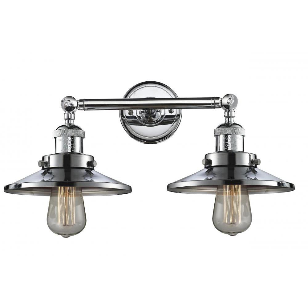 Railroad - 2 Light - 18 inch - Polished Chrome - Adjustable Bath Vanity Light