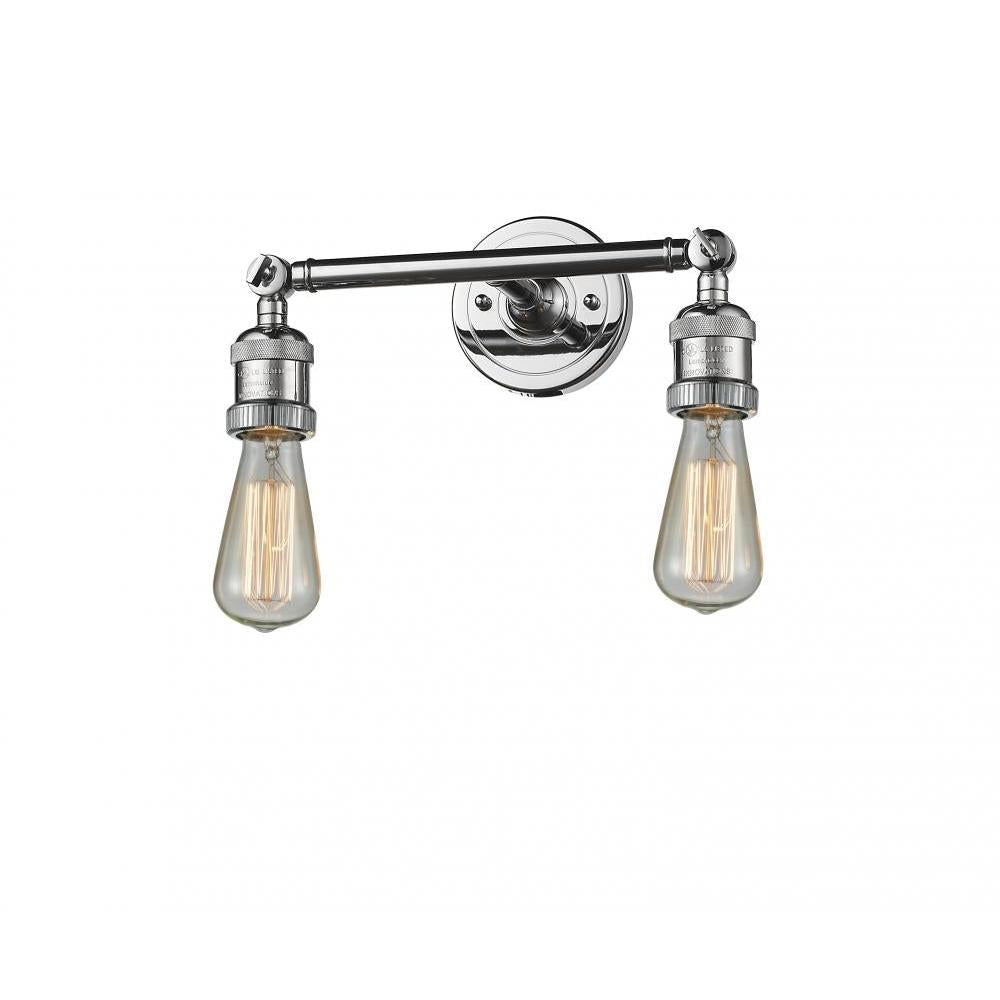 Bare Bulb - 2 Light - 11 inch - Polished Chrome - Adjustable Bath Vanity Light