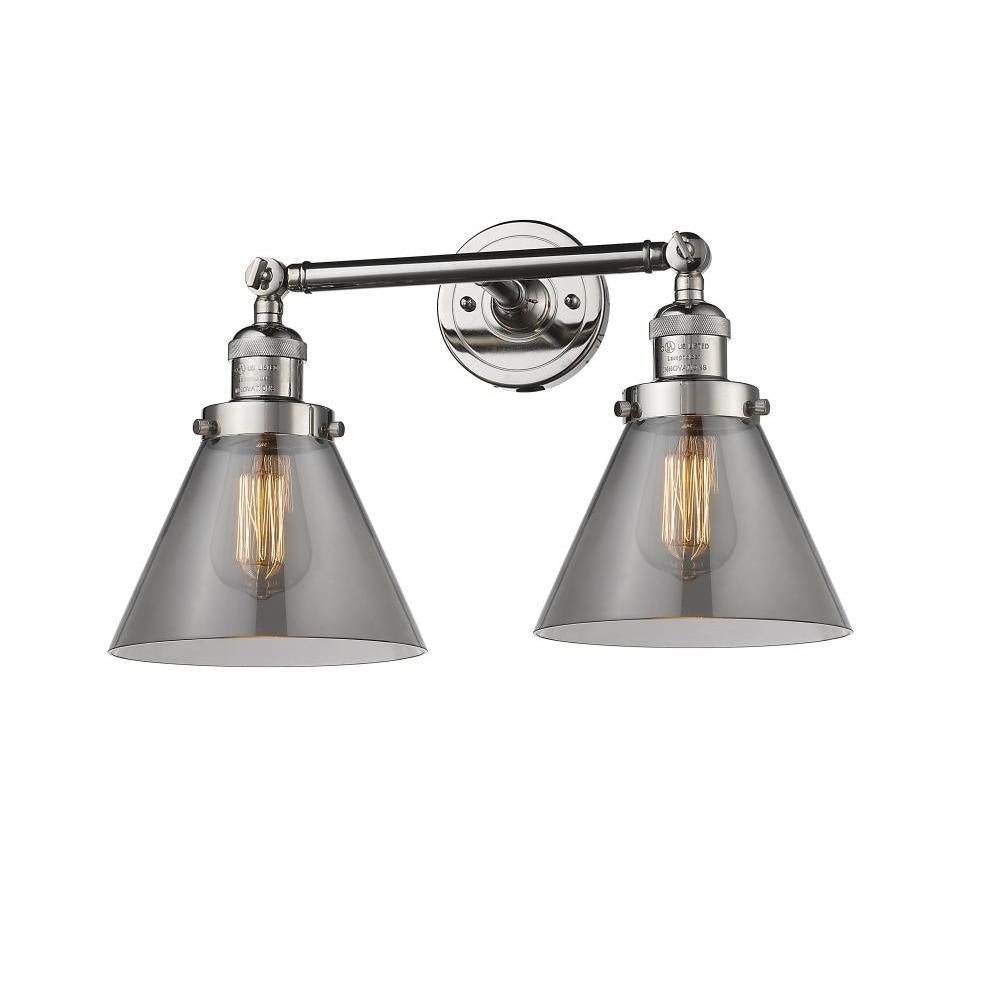 Cone - 2 Light - 18 inch - Polished Nickel - Adjustable Bath Vanity Light