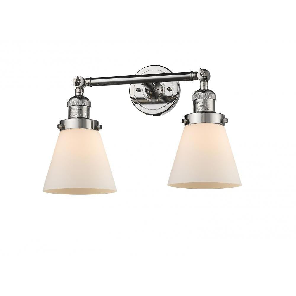 Cone - 2 Light - 16 inch - Polished Nickel - Adjustable Bath Vanity Light
