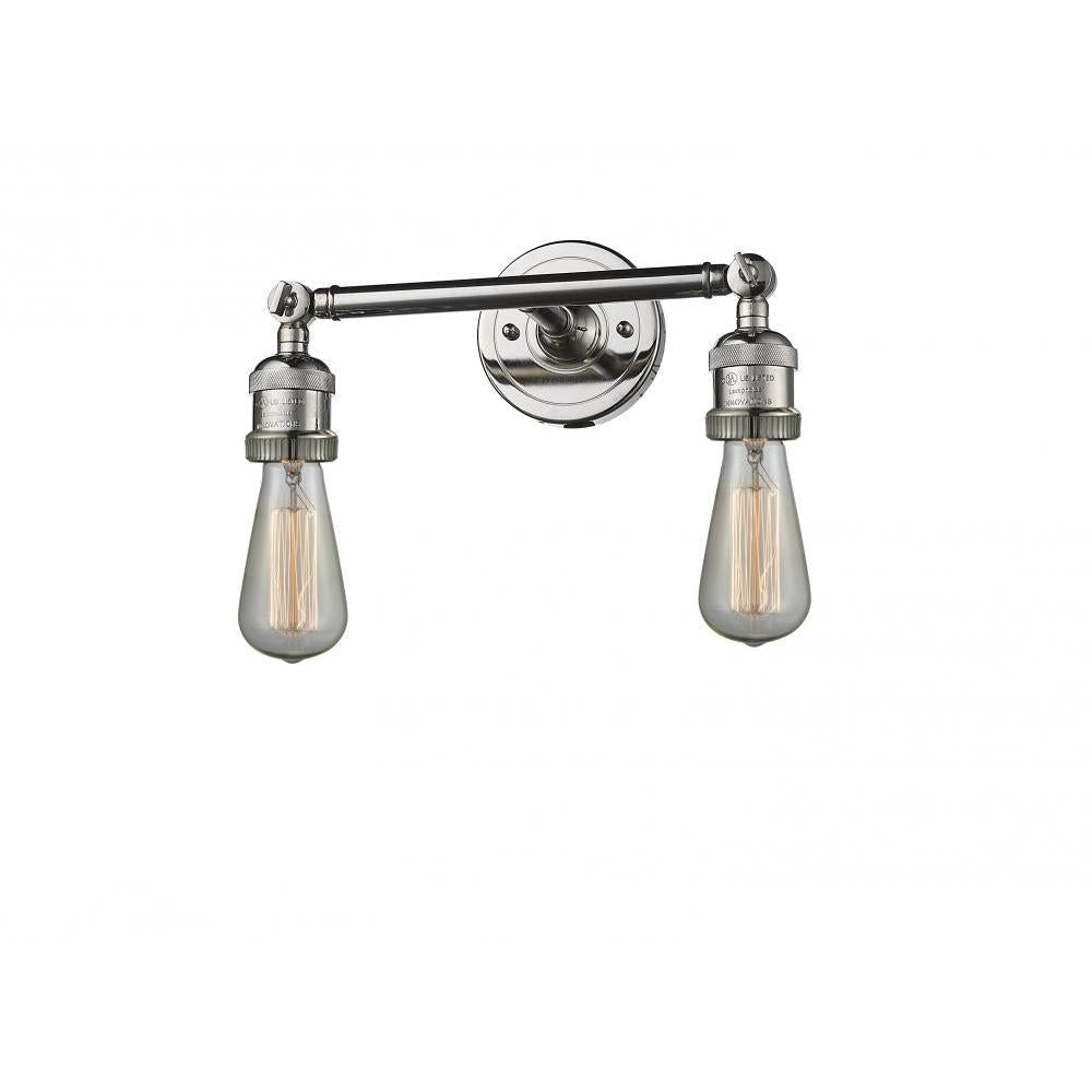 Bare Bulb - 2 Light - 11 inch - Polished Nickel - Adjustable Bath Vanity Light
