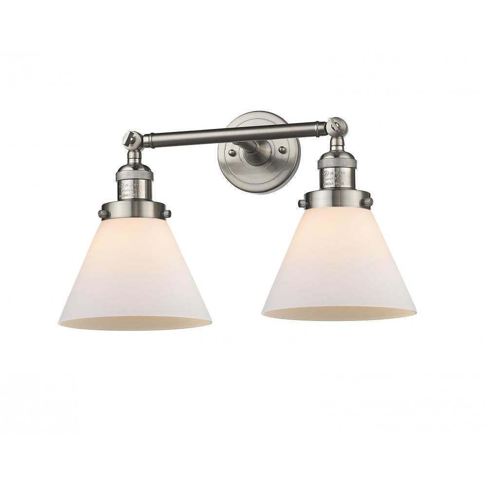 Cone - 2 Light - 18 inch - Brushed Satin Nickel - Adjustable Bath Vanity Light