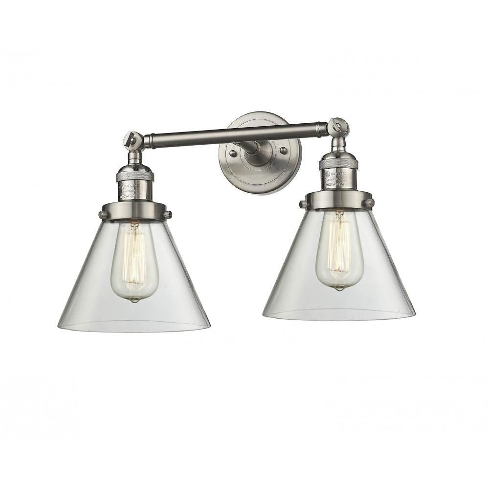Cone - 2 Light - 18 inch - Brushed Satin Nickel - Adjustable Bath Vanity Light
