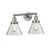 Cone - 2 Light - 18 inch - Brushed Satin Nickel - Adjustable Bath Vanity Light