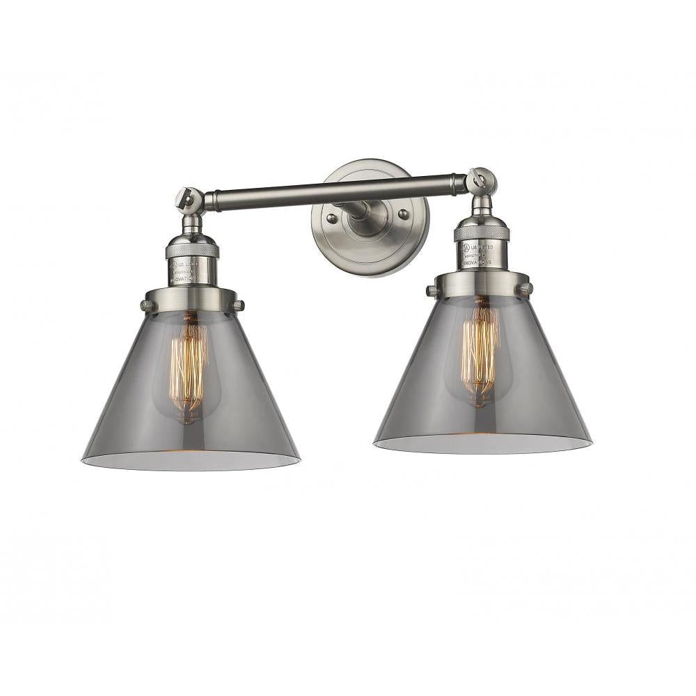 Cone - 2 Light - 18 inch - Brushed Satin Nickel - Adjustable Bath Vanity Light