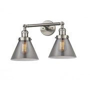 Cone - 2 Light - 18 inch - Brushed Satin Nickel - Adjustable Bath Vanity Light
