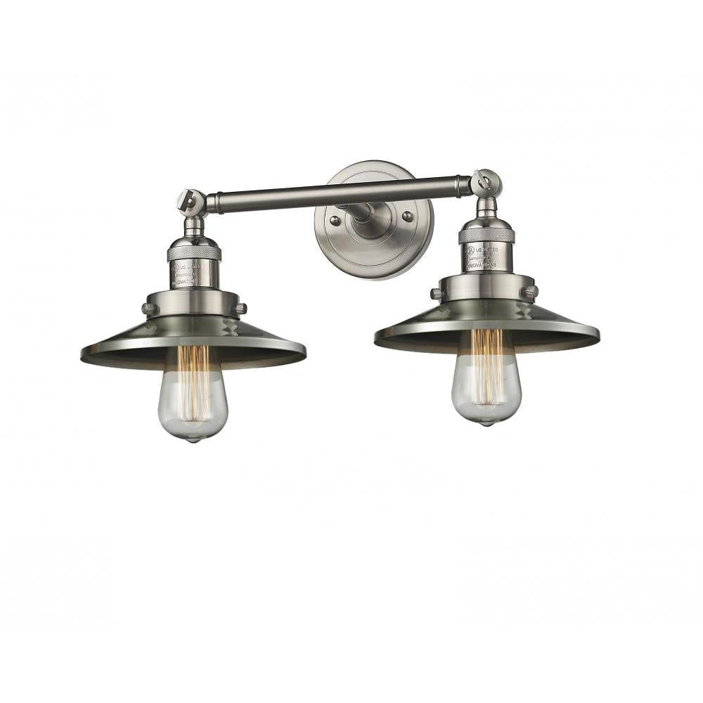 Railroad - 2 Light - 18 inch - Brushed Satin Nickel - Adjustable Bath Vanity Light