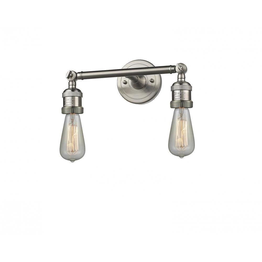 Bare Bulb - 2 Light - 11 inch - Brushed Satin Nickel - Adjustable Bath Vanity Light