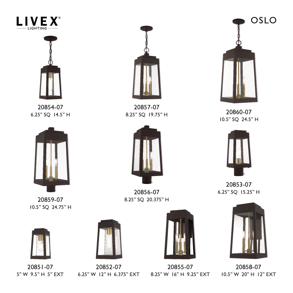 Livex Lighting OSLO 20854-07 Pendant Transitional - Bronze With Antique Brass Finish Candle