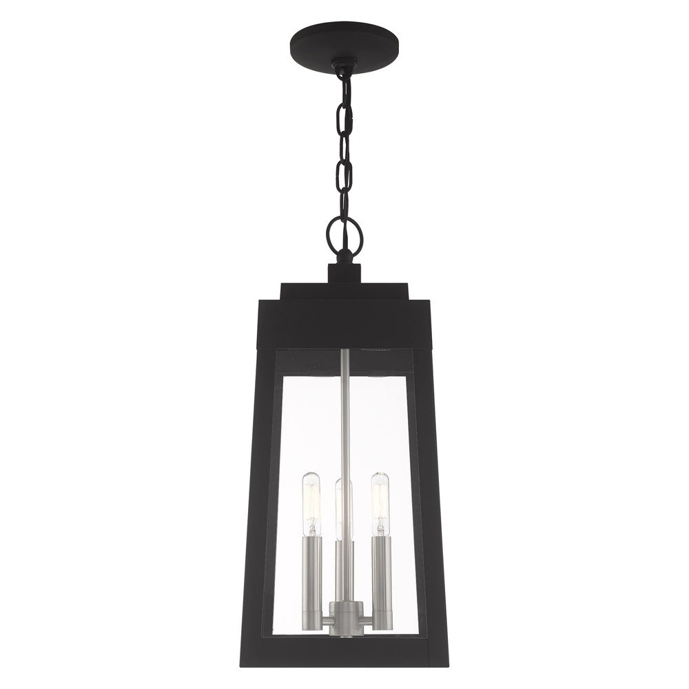 Livex Lighting OSLO 20857-04 Pendant Transitional - Black With Brushed Nickel Finish Candles