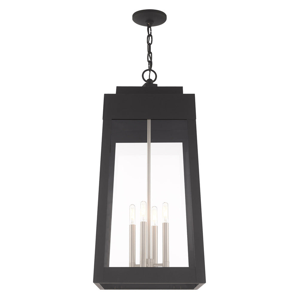 Livex Lighting OSLO 20863-04 Pendant Transitional - Black With Brushed Nickel Finish Candles