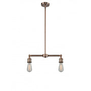 Bare Bulb - 2 Light - 8 inch - Antique Copper - Stem Hung - Adjustable Island Light