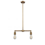 Bare Bulb - 2 Light - 8 inch - Brushed Brass - Stem Hung - Adjustable Island Light
