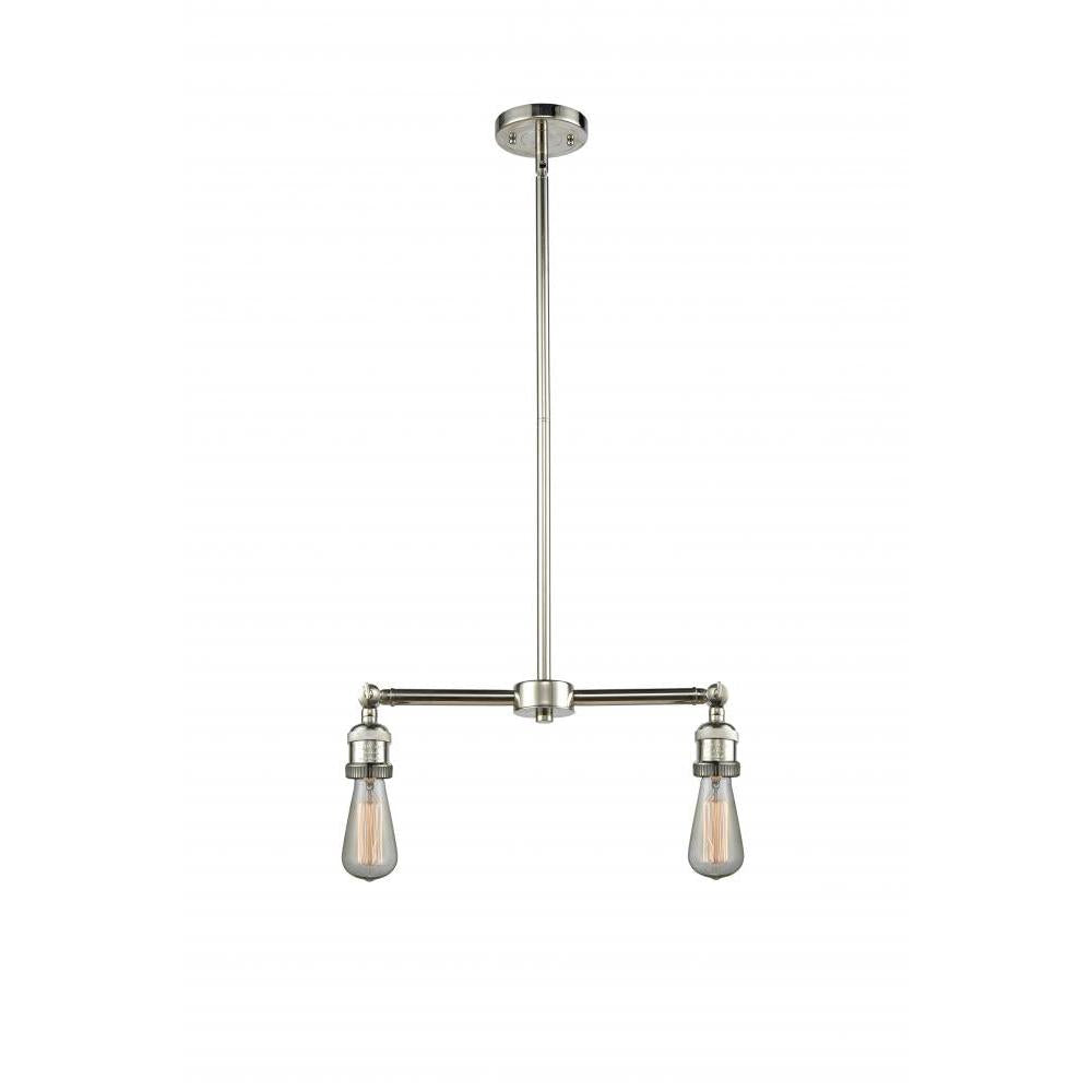 Bare Bulb - 2 Light - 8 inch - Polished Nickel - Stem Hung - Adjustable Island Light