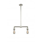 Bare Bulb - 2 Light - 8 inch - Polished Nickel - Stem Hung - Adjustable Island Light