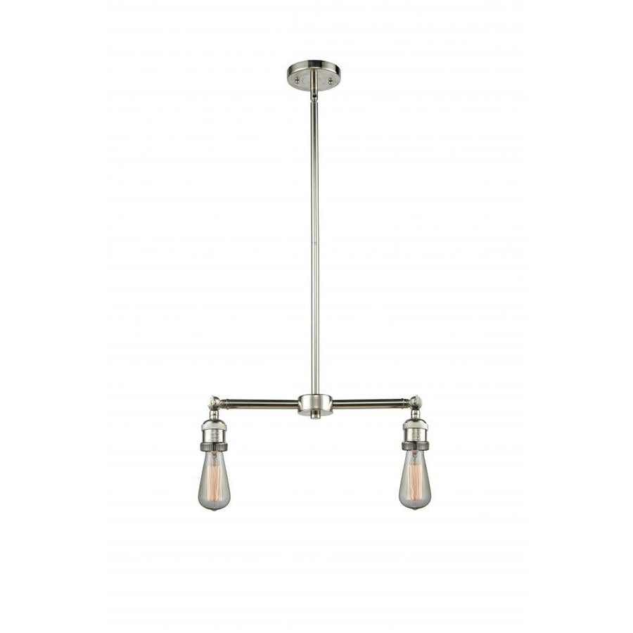 Bare Bulb - 2 Light - 8 inch - Polished Nickel - Stem Hung - Adjustable Island Light