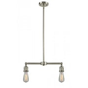 Bare Bulb - 2 Light - 8 inch - Brushed Satin Nickel - Stem Hung - Adjustable Island Light