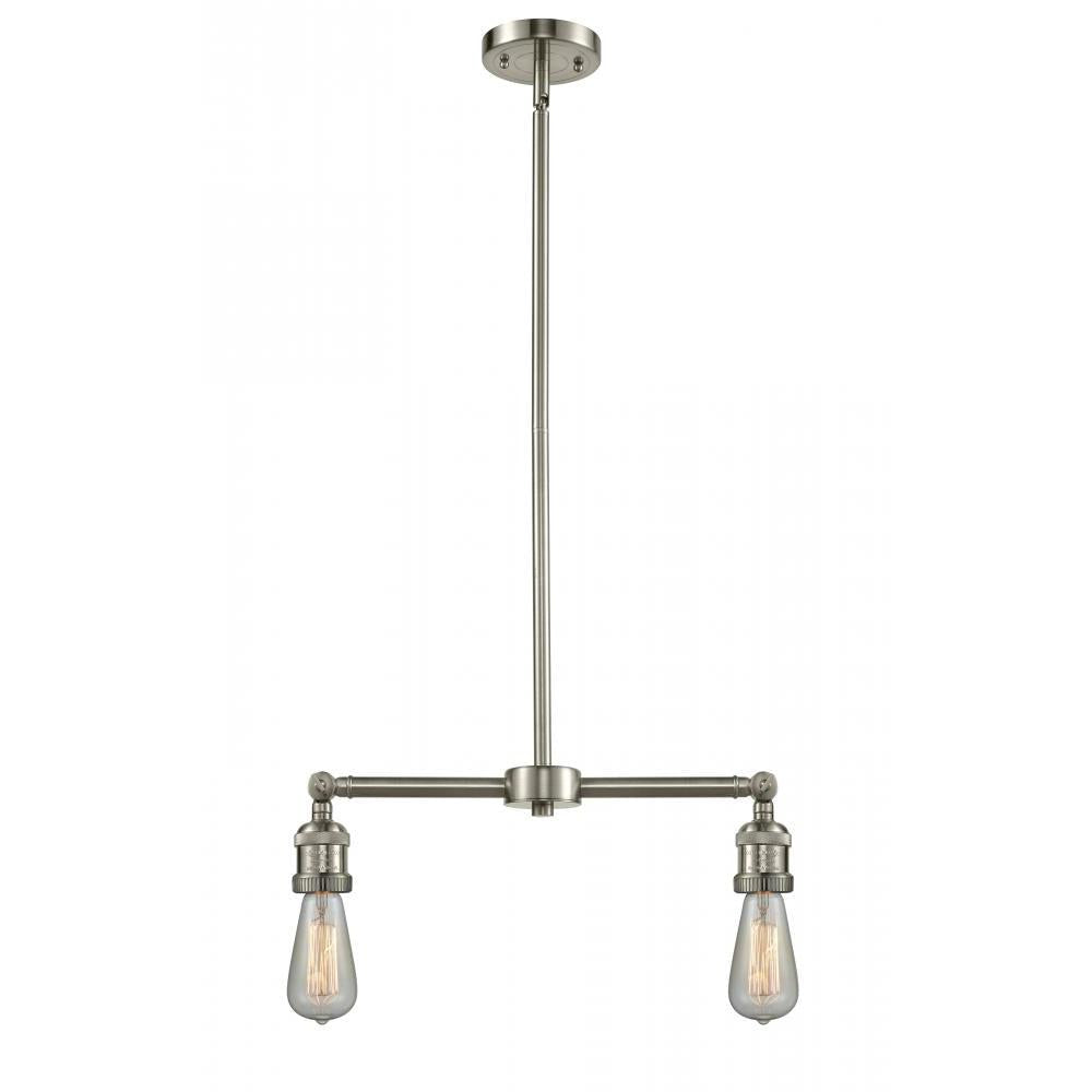 Bare Bulb - 2 Light - 8 inch - Brushed Satin Nickel - Stem Hung - Adjustable Island Light