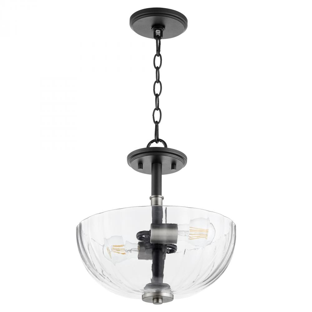 Quorum Lighting MONARCH 210-6965 Flush Mount Contemporary - Textured Black W Satin Nickel