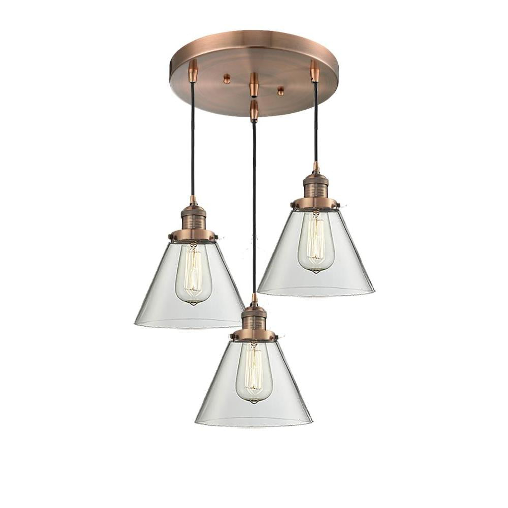 Large Cone 3 Light Multi-Pendant