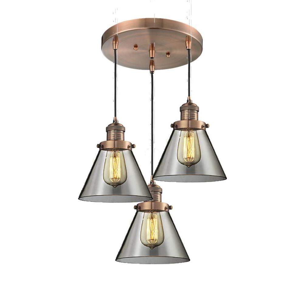 Large Cone 3 Light Multi-Pendant