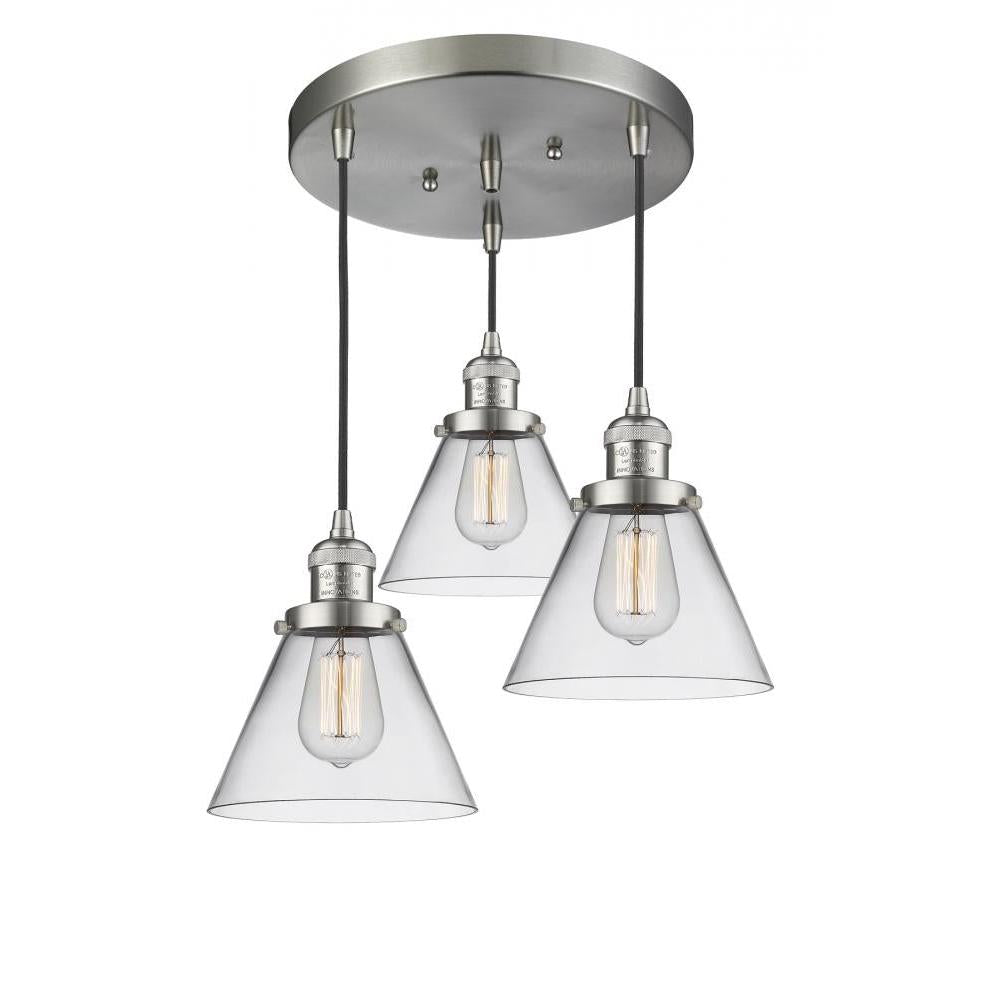Large Cone 3 Light Multi-Pendant