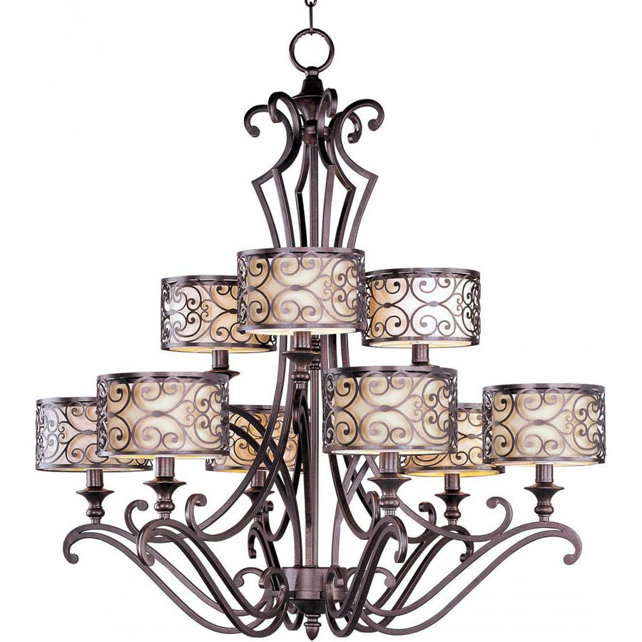 Mondrian 34 Inch 9 Light Multi-Tier Chandelier – Umber Bronze