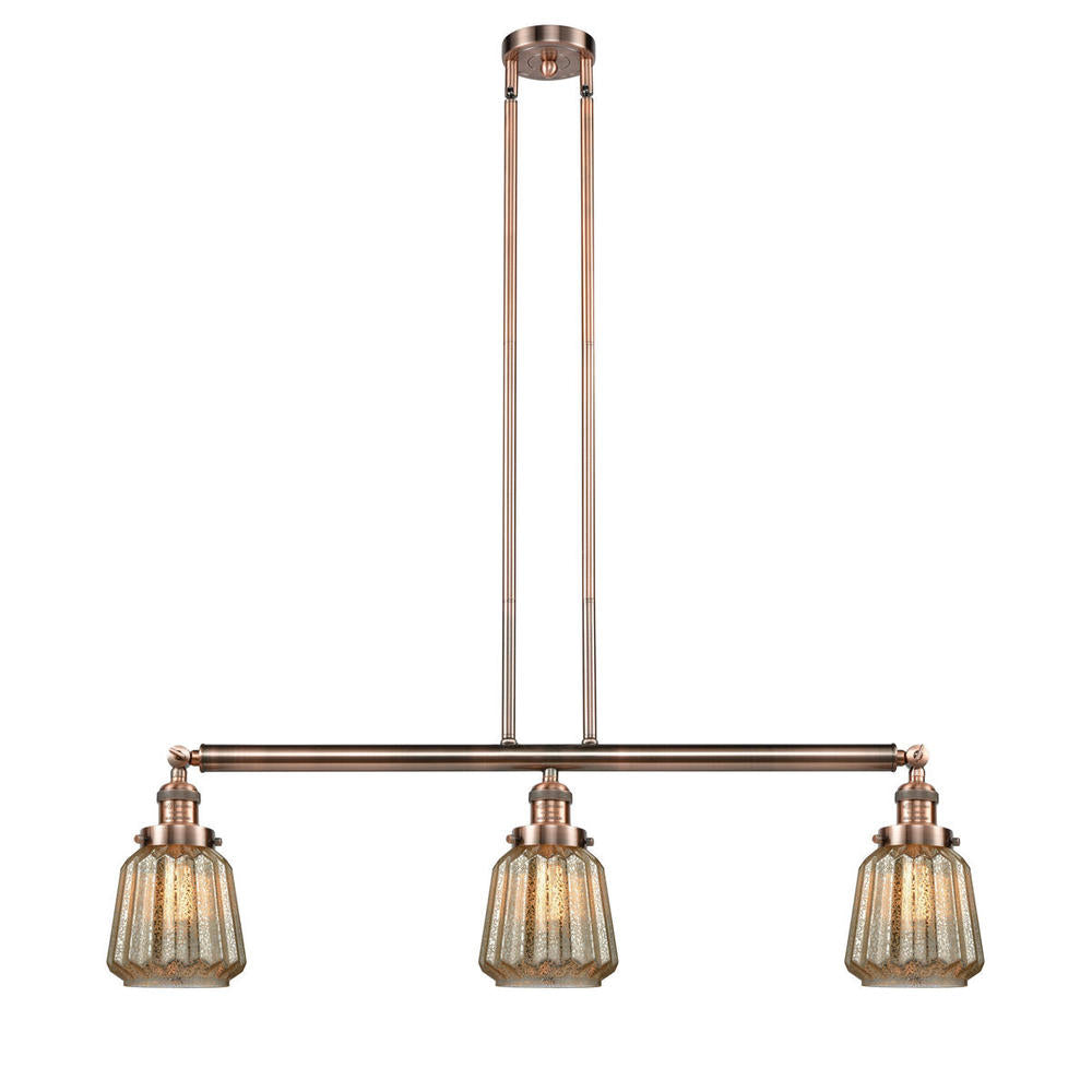 Chatham - 3 Light - 39 inch - Antique Copper - Stem Hung - Adjustable Island Light