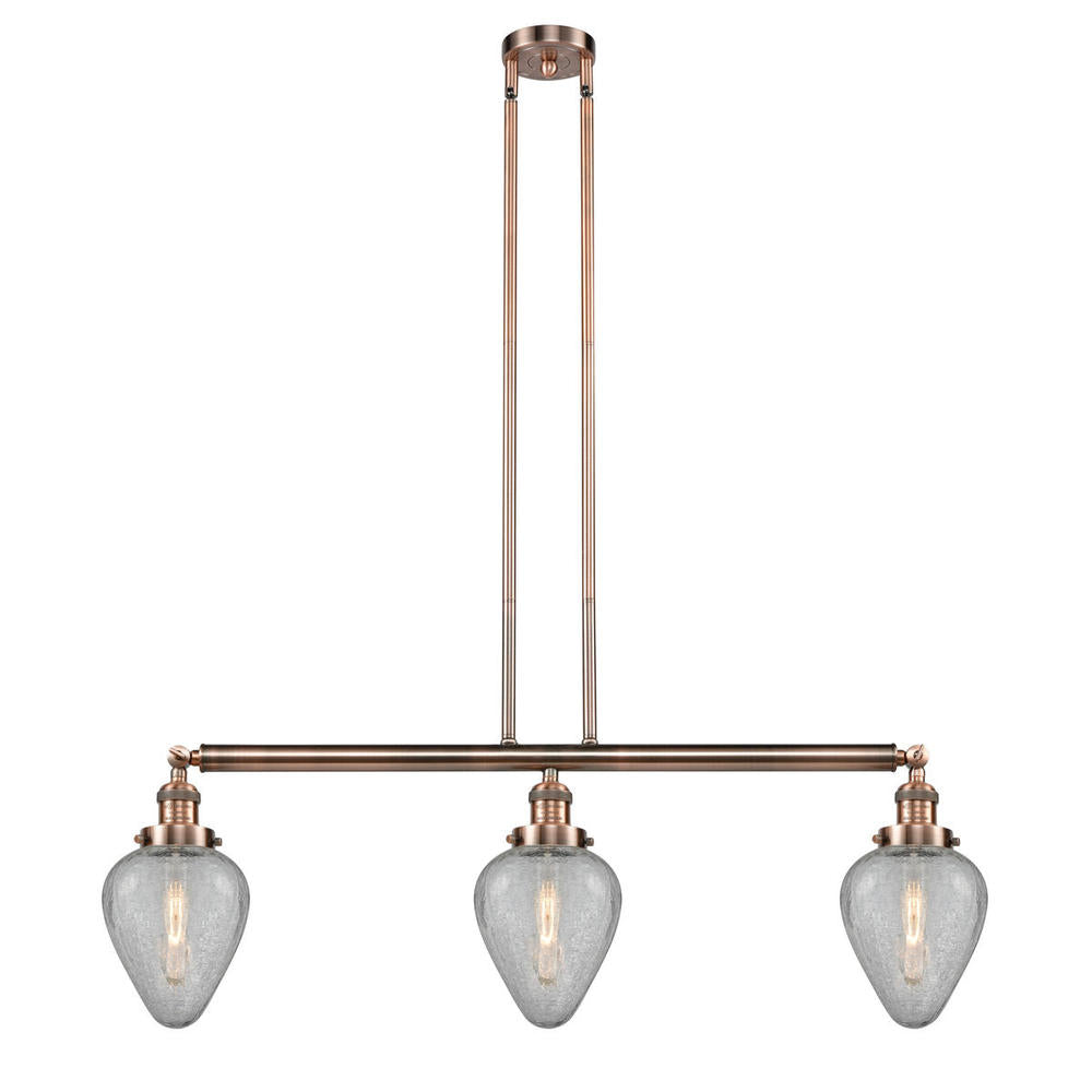 Geneseo - 3 Light - 38 inch - Antique Copper - Stem Hung - Adjustable Island Light