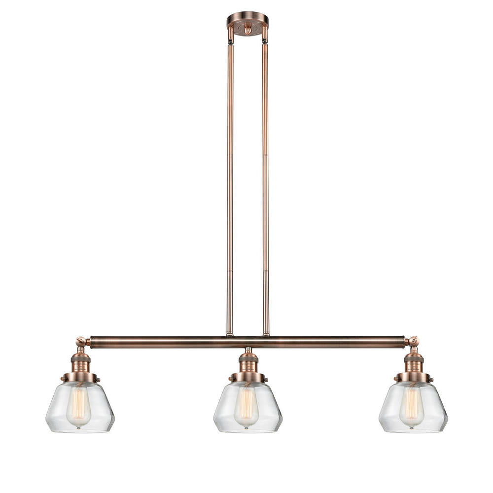 Fulton - 3 Light - 39 inch - Antique Copper - Stem Hung - Adjustable Island Light