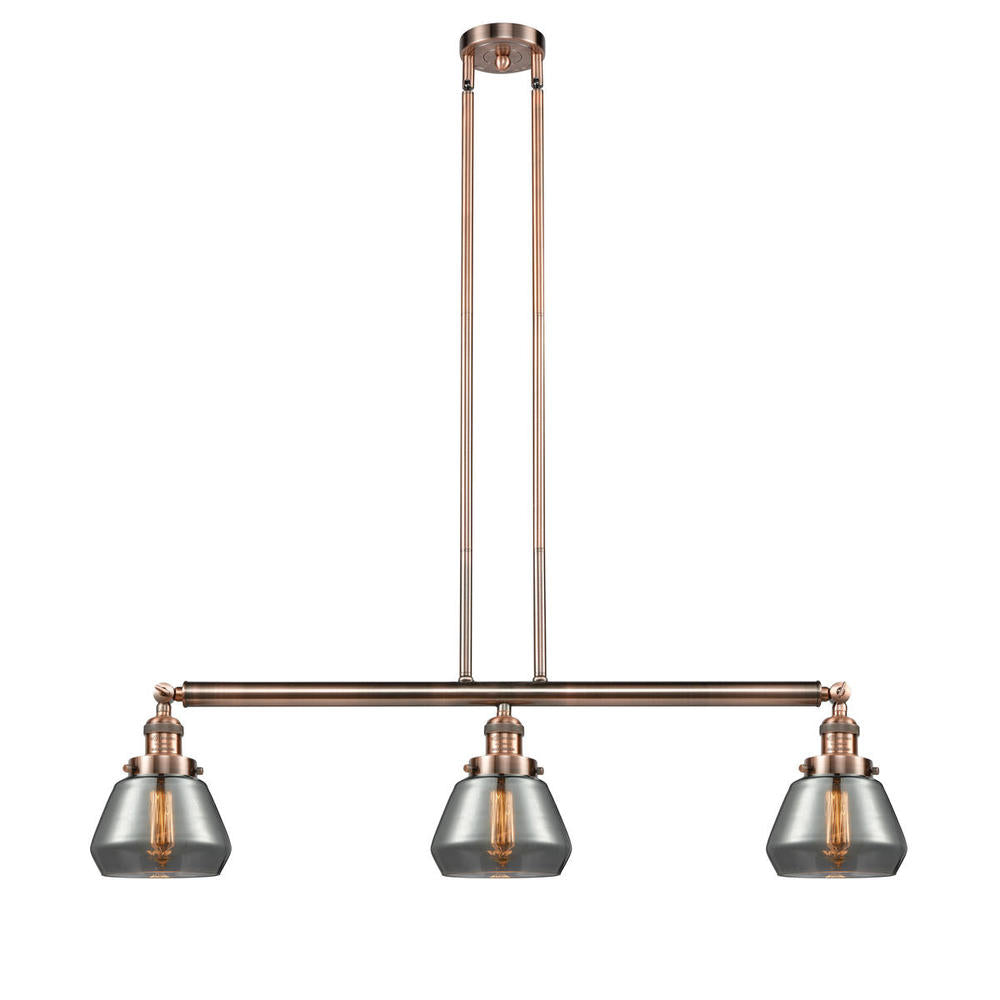 Fulton - 3 Light - 39 inch - Antique Copper - Stem Hung - Adjustable Island Light