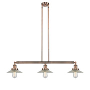 Halophane - 3 Light - 41 inch - Antique Copper - Stem Hung - Adjustable Island Light