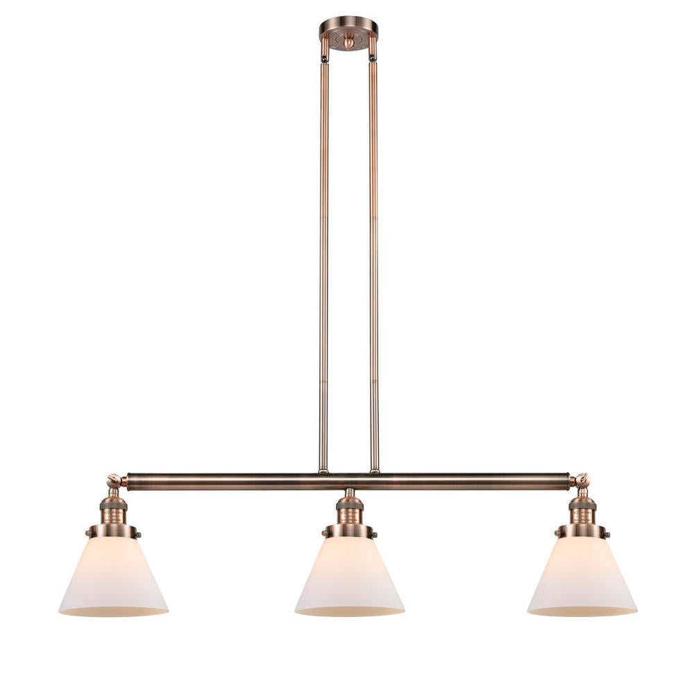 Cone - 3 Light - 40 inch - Antique Copper - Stem Hung - Adjustable Island Light