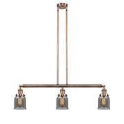 Bell - 3 Light - 38 inch - Antique Copper - Stem Hung - Adjustable Island Light