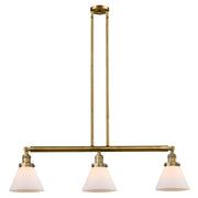 Cone - 3 Light - 40 inch - Brushed Brass - Stem Hung - Adjustable Island Light