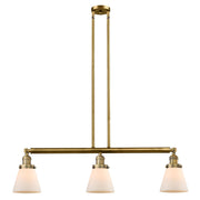 Cone - 3 Light - 39 inch - Brushed Brass - Stem Hung - Adjustable Island Light