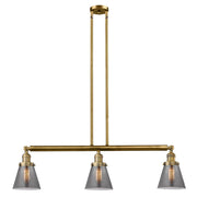 Cone - 3 Light - 39 inch - Brushed Brass - Stem Hung - Adjustable Island Light