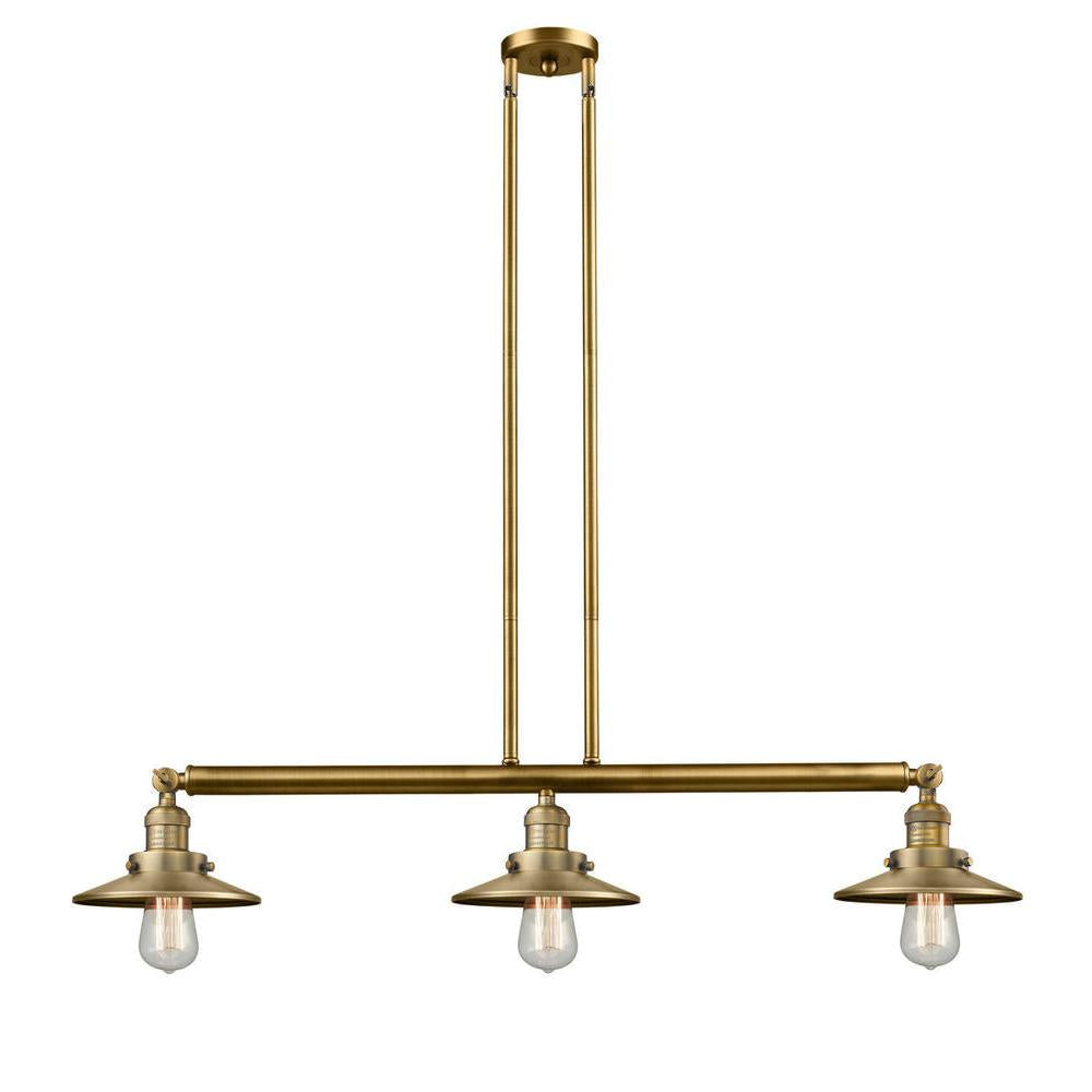 Railroad - 3 Light - 41 inch - Brushed Brass - Stem Hung - Adjustable Island Light